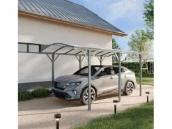 Sweeek Cochera|Cochera con techo de aluminio y policarbonato de 15m² antracita