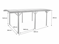 Sweeek Cochera|Cochera con techo de aluminio y policarbonato de 15m² antracita