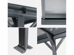 Sweeek Cochera|Cochera con techo de aluminio y policarbonato de 15m² antracita