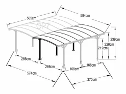 EXPERTLAND Cochera doble de aluminio para coches - 2 plazas - 30 m² - - BARESA Gris antracita Clearance