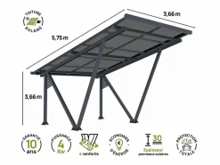 Habitat et jardin Cochera solar con paneles fotovoltaicos - 366 x 575 x 366 cm - - 4,1 kW Gris Best