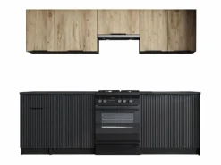 MSO Cocina 240 cm estilo roble y carbón Justin Negro New