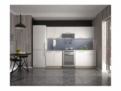 MSO Cocina Completa|Cocina blanca con encimera de roble RUSTICA