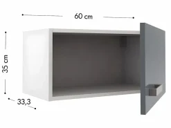Vente-unique Cocina Completa|Cocina completa - 180 cm - 6 estantes - Blanco y gris - TRATTORIA