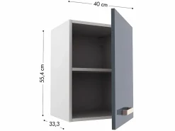 Vente-unique Cocina Completa|Cocina completa - 180 cm - 6 estantes - Blanco y gris - TRATTORIA