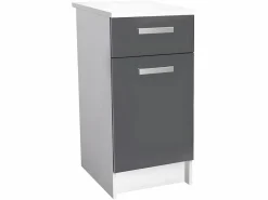 Vente-unique Cocina Completa|Cocina completa - 180 cm - 6 estantes - Blanco y gris - TRATTORIA