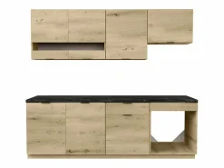 Cocina completa - 200 cm - 6 muebles de almacenamiento - Natural y Antracita - CARMEO^Vente-unique Best