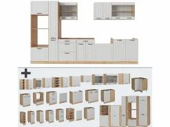 Vicco Cocina Completa|Cocina completa casa de campo blanca/roble dorado 350x60x81.6 r-line