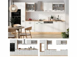 Vicco Cocina Completa|Cocina completa casa de campo blanca/roble dorado 350x60x81.6 r-line
