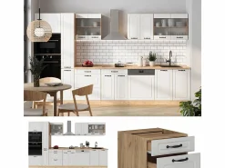 Vicco Cocina Completa|Cocina completa casa de campo blanca/roble dorado 350x60x81.6 r-line