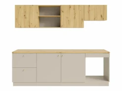 Vente-unique Cocina Completa|Cocina completa - Con encimera 242 cm - Beige y Natural claro - YORINA