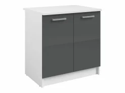 Vente-unique Cocina Completa|Cocina completa - Con encimera 240 cm - Gris brillante y Blanco - TRATTORIA