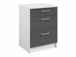 Vente-unique Cocina Completa|Cocina completa - Con encimera 240 cm - Gris brillante y Blanco - TRATTORIA
