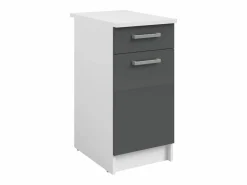 Vente-unique Cocina Completa|Cocina completa - Con encimera 240 cm - Gris brillante y Blanco - TRATTORIA
