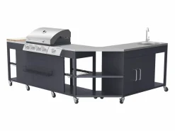 Happy Garden Cocina de esquina TEXAS 4+1 quemadores Negro Outlet