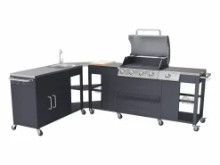 Happy Garden Cocina de esquina TEXAS 4+1 quemadores Negro Outlet