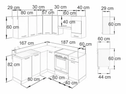 Vicco Cocina esquinera antracita brillo intenso/blanco 190x60x81.6 rick Gris antracita Hot