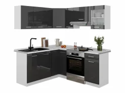 Vicco Cocina esquinera antracita brillo intenso/blanco 190x60x81.6 rick Gris antracita Hot
