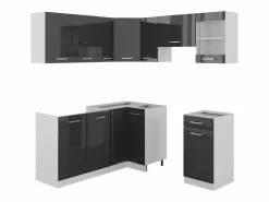 Vicco Cocina esquinera antracita brillo intenso/blanco 190x60x81.6 rick Gris antracita Hot