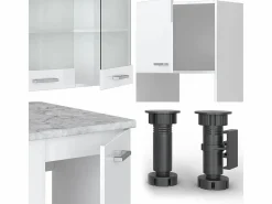 Vicco Cocina esquinera alto brillo/ 247x60x81.6 r-line Blanco Discount