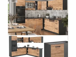 Vicco Cocina Completa|Cocina esquinera oro power roble/antracita 247x46x81.6 r-line