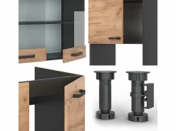 Vicco Cocina Completa|Cocina esquinera oro power roble/antracita 247x46x81.6 r-line