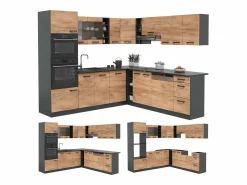 Vicco Cocina Completa|Cocina esquinera oro power roble/antracita 247x46x81.6 r-line