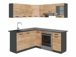 Cocina esquinera oro power roble/antracita 190x46x81.6 rick^Vicco Best