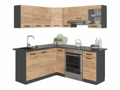 Cocina esquinera oro power roble/antracita 190x46x81.6 rick^Vicco Best