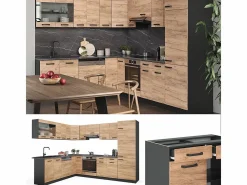 Cocina esquinera oro power roble/antracita 287x60x81.6 r-line^Vicco Sale