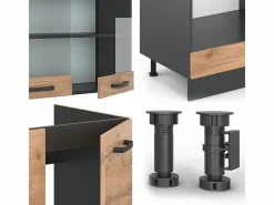 Cocina esquinera oro power roble/antracita 287x60x81.6 r-line^Vicco Sale