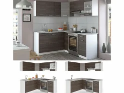 Cocina esquinera precioso gris/blanco 190x60x81.6 rick^Vicco Outlet