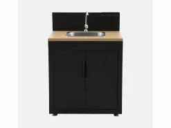 Sweeek Materiales Y Utensilios De Cocina|Cocina exterior de acero y decoración de madera 1 fregadero 2 puerta