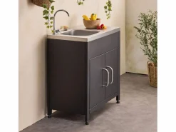 Sweeek Materiales Y Utensilios De Cocina|Cocina exterior de acero con fregadero de 80cm