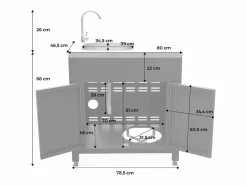 Sweeek Materiales Y Utensilios De Cocina|Cocina exterior de acero con fregadero de 80cm