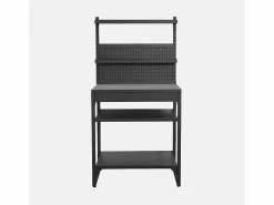Sweeek Materiales Y Utensilios De Cocina|Cocina exterior de acero con 2 estantes, 2 bandejas y soporte mural,