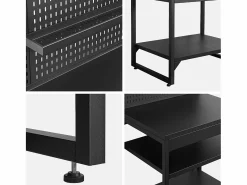 Sweeek Materiales Y Utensilios De Cocina|Cocina exterior de acero con 2 estantes, 2 bandejas y soporte mural,