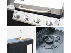 Sweeek Barbacoa|Cocina exterior de acero con barbacoa de gas americana de 5 quemadores