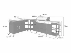 Sweeek Barbacoa|Cocina exterior de acero con barbacoa de gas americana de 5 quemadores