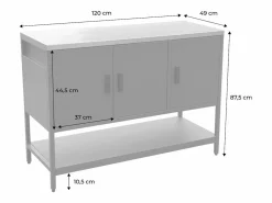 Sweeek Cocina exterior de acero 3 puertas y 1 estante, 120cm Negro Hot
