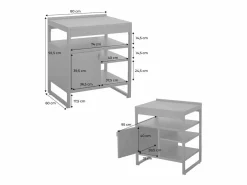 Sweeek Cocina exterior de acero 1 puerta 3 estantes, 80cm Negro