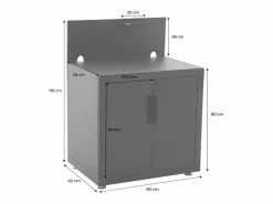 Sweeek Cocina exterior de acero 2 puertas 1 gancho, 80cm Negro Clearance