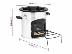 vidaxl Barbacoa|Cocina leña camping acero inoxidable 45,5x33x25,5 cm