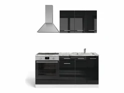 Vicco Cocina Completa|Cocina para solteros brillo/blanco 160x46x81.6 r-line