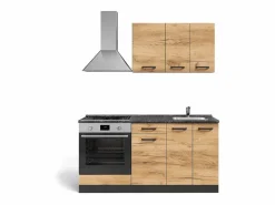 Vicco Cocina Completa|Cocina para solteros oro power roble/antracita 160x46x81.6 r-line