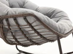 Sillón Escandinavo|Cocon - Mecedora de ratán - Estructura de acero con cojín suave - Para uso en interiores y exteriores