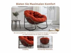 Cocon - Mecedora de ratán - Estructura de acero con cojín suave - Para uso en interiores y exteriores Naranja Discount