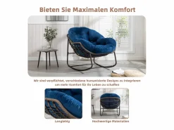 Cocon - Mecedora de ratán - Estructura de acero con cojín suave - Para uso en interiores y exteriores Azul Online