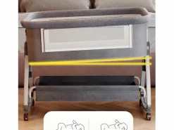 DripeX Mueble De Bebé|CODODO CIRADLE CON CAMBIANTES, MECHORTO, ALMACENAMIENTO, MOSQUITO NET, CASTERS, 6 alturas, 92x55x83cm