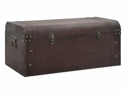 Cofre con pestillos contrachapada marrón 90x50x39,5 cm ES934260 Marru00f3n Sale